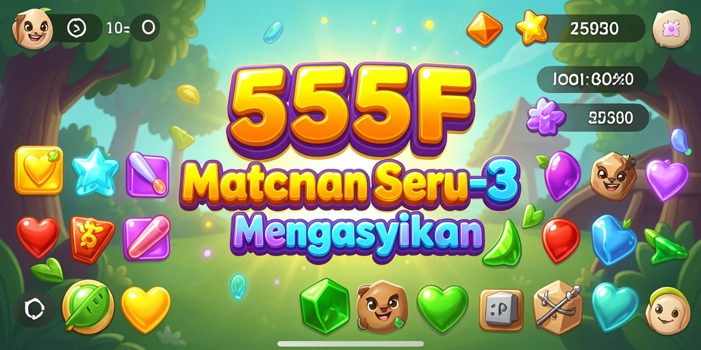 Tangkapan layar game 555F menampilkan aksi gameplay Match-3 yang mengasyikkan.